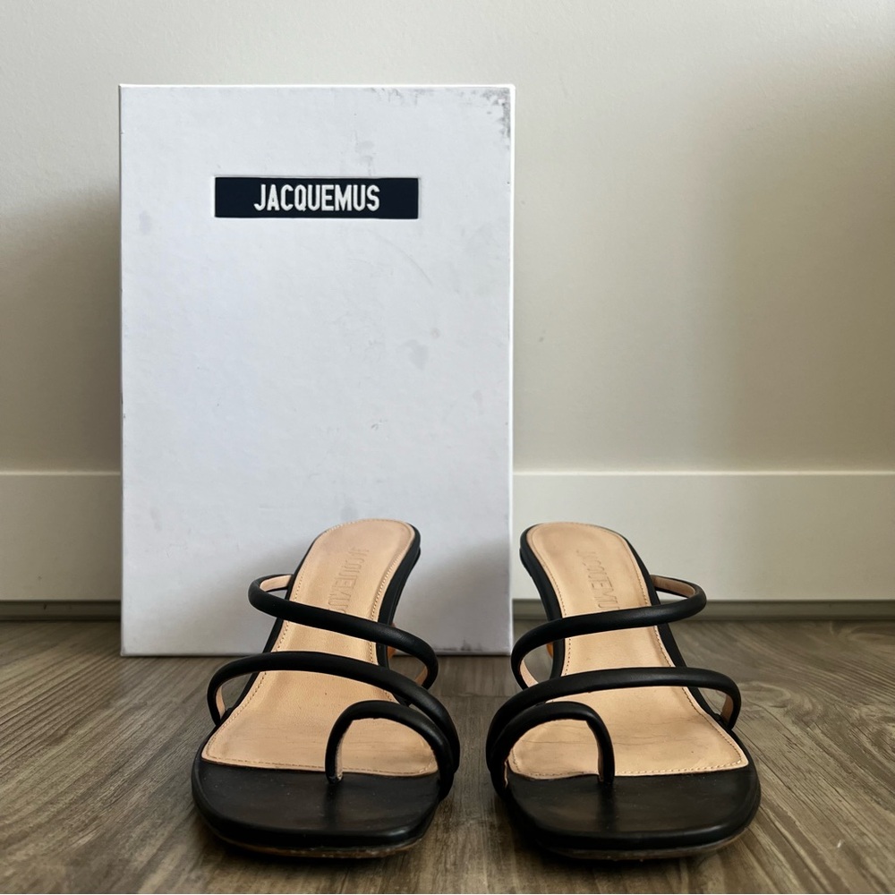 JACQUEMUS • Les Noli Black Statement Heel Strappy Sandals - Picture 12 of 16